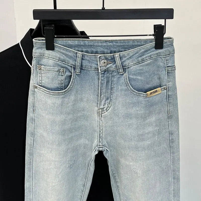 Men's skinny jeans in light blue denim, slim fit casual style UpTrend Deals on Tampa Home & Garden Store