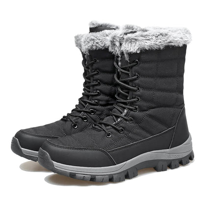 Men's winter snow boots waterproof UpTrend Deals black quilted boots with faux fur trim pair on Tampa Home & Garden Store
