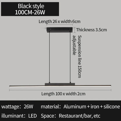 Modern Long Pendant Light – Minimalist Dining Room Chandelier for Kitchen & Living