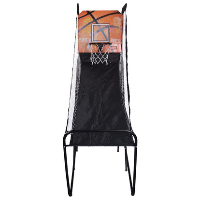 Foldable single-hoop basketball arcade machine with orange backboard and black frame on Tampa Home & Garden Store