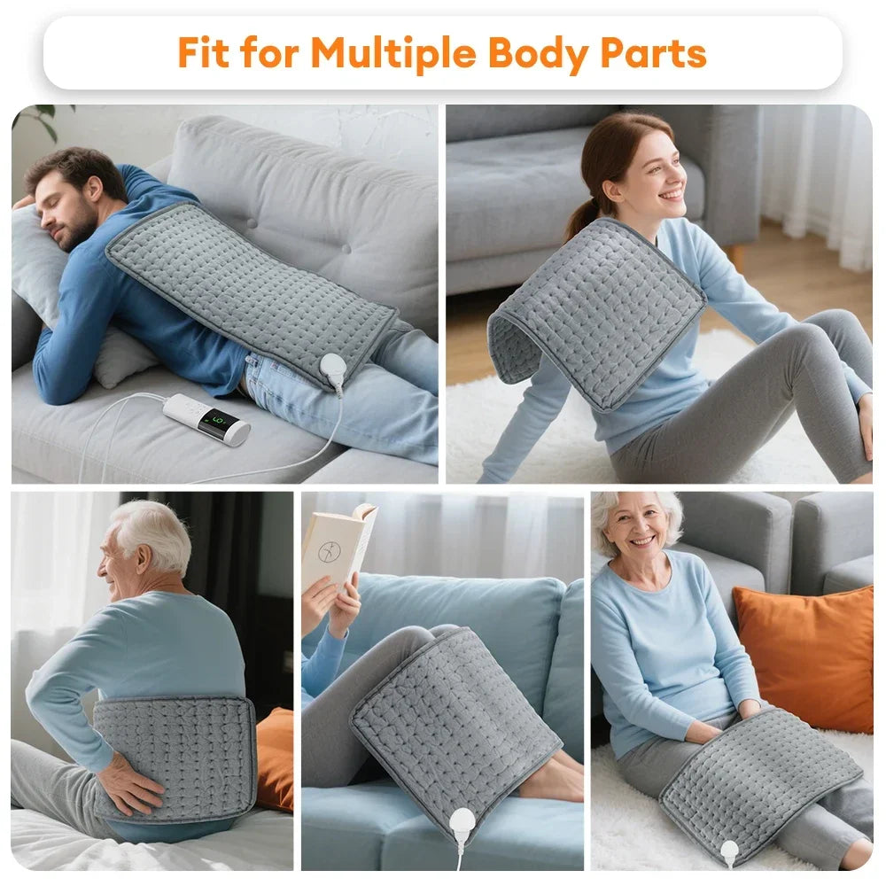 Silcy Skin electric heating pad 30x60cm grey quilted back/neck/shoulder wrap on Tampa Home & Garden Store