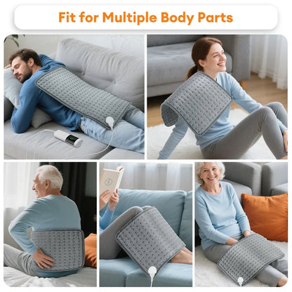 Silcy Skin electric heating pad 30x60cm grey quilted back/neck/shoulder wrap on Tampa Home & Garden Store