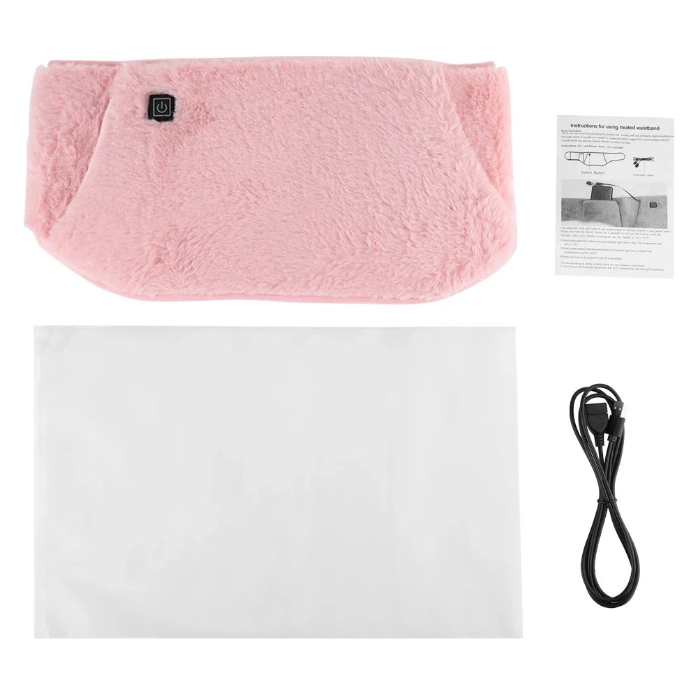 Pink plush Silcy Skin heated waist belt with 3-level graphene warmth and white heating pad sheet on Tampa Home & Garden Store