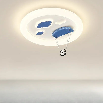 DecorBites Kids Room LED Lamp Chandelier with blue parachute panda pendant on cloud on Tampa Home & Garden Store