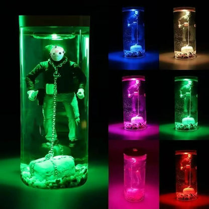 Jason Voorhees water lantern set with green blue purple glow for horror decor on Tampa Home & Garden Store