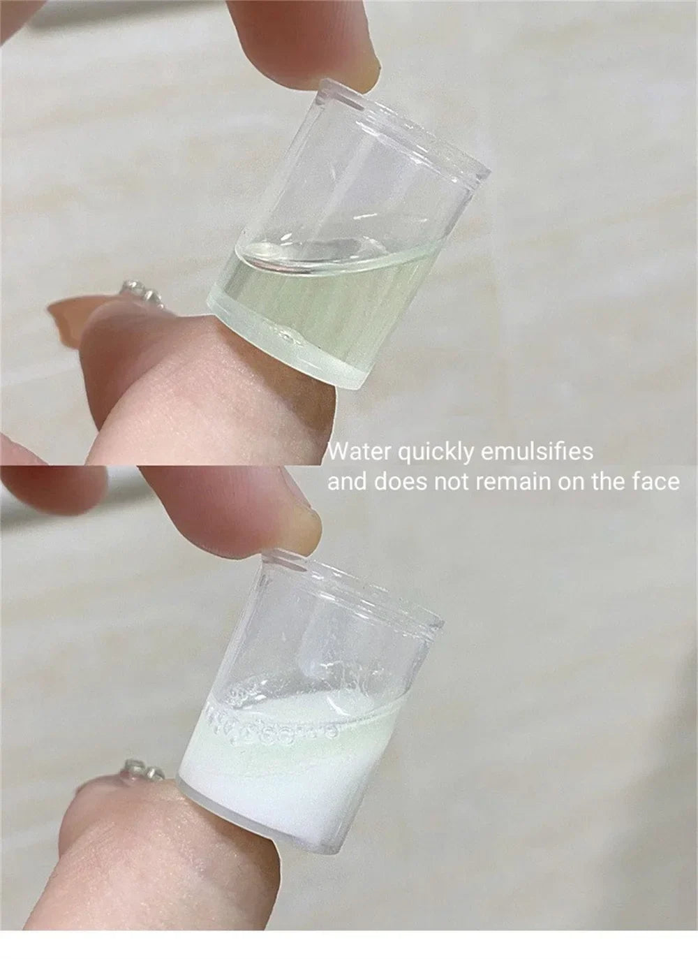 Silcy Skin cleansing oil camellia travel bottle, clear jar with green oil and white emulsion on Tampa Home & Garden Store