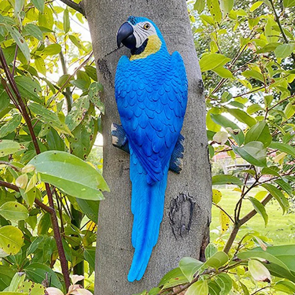 1pc wall mounted blue parrot statue made of resin for outdoor garden decor Perfecsy on Tampa Home & Garden Store