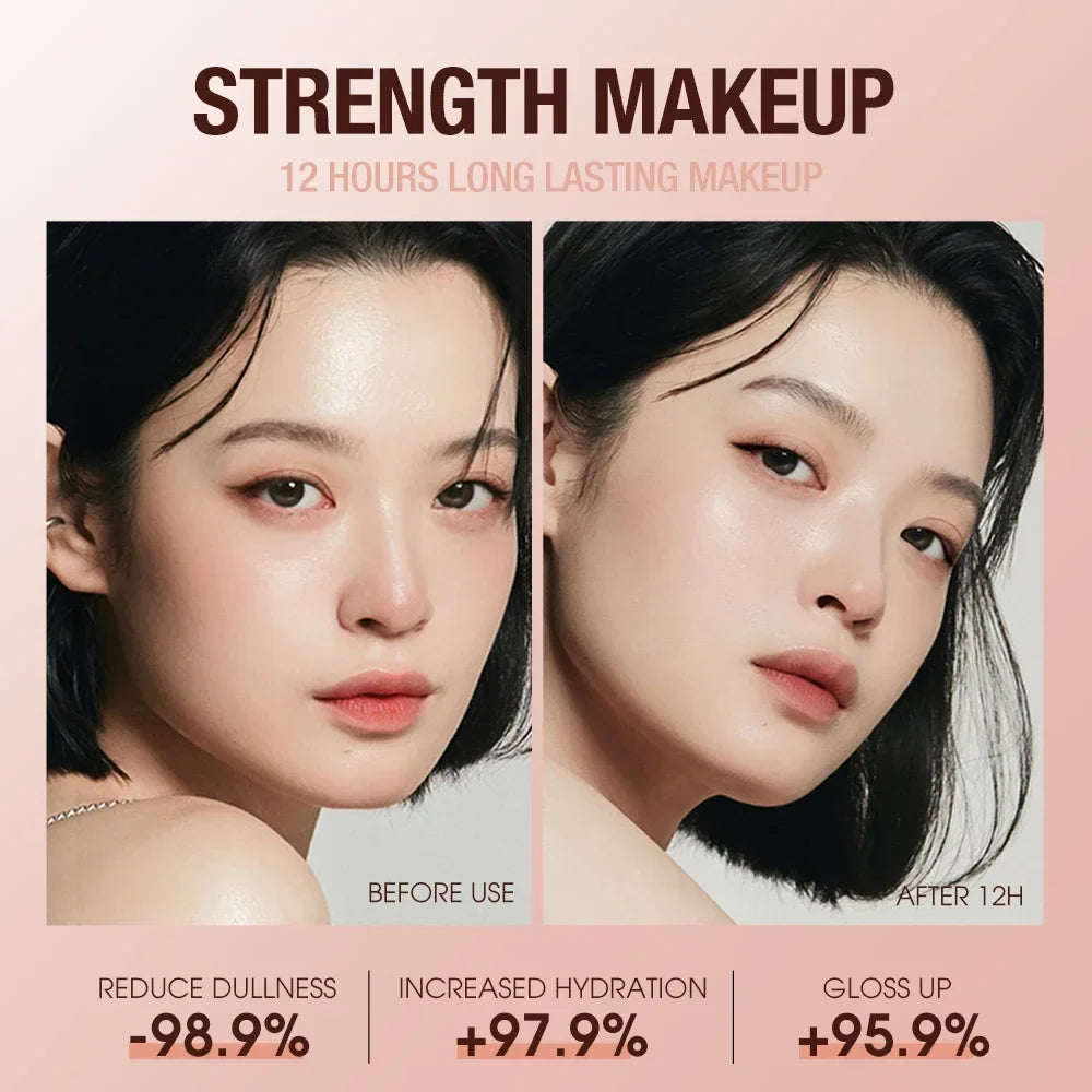 Silcy Skin O.TWO.O makeup setting spray, before/after model, 12h long-lasting finish on Tampa Home & Garden Store