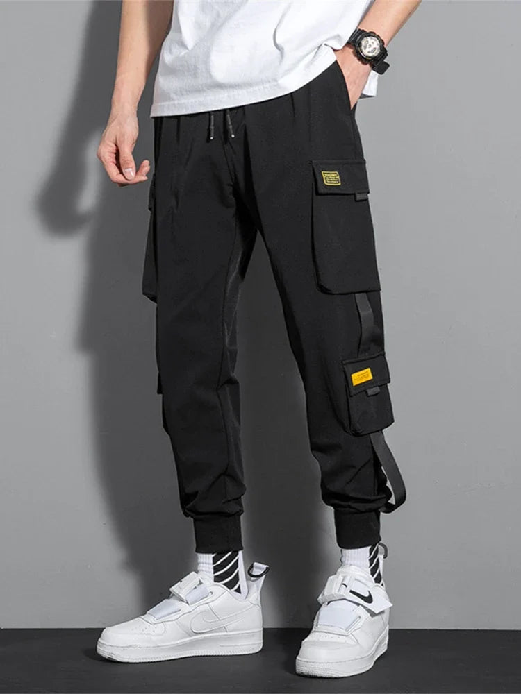 Men's cargo joggers in black by UpTrend Deals with large cargo pockets and drawstring waist on Tampa Home & Garden Store