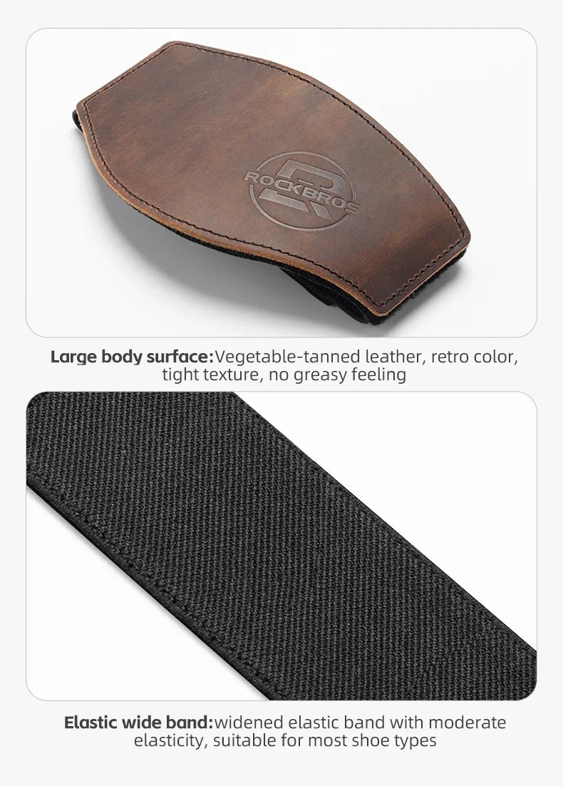 ROCKBROS leather shift lever shoe cover; elastic wide band brown leather two-piece on Tampa Home & Garden Store