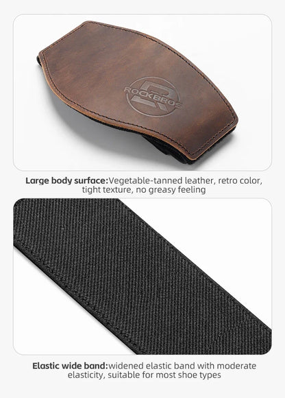 ROCKBROS leather shift lever shoe cover; elastic wide band brown leather two-piece on Tampa Home & Garden Store