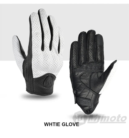 Leather Gloves Retro Biker white palm and black back motorcycle gloves by BikerZoneZ on Tampa Home & Garden Store