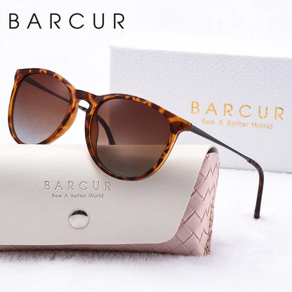 BARCUR cat-eye sunglasses in tortoiseshell with gradient brown lenses, polarized UV400 on Tampa Home & Garden Store