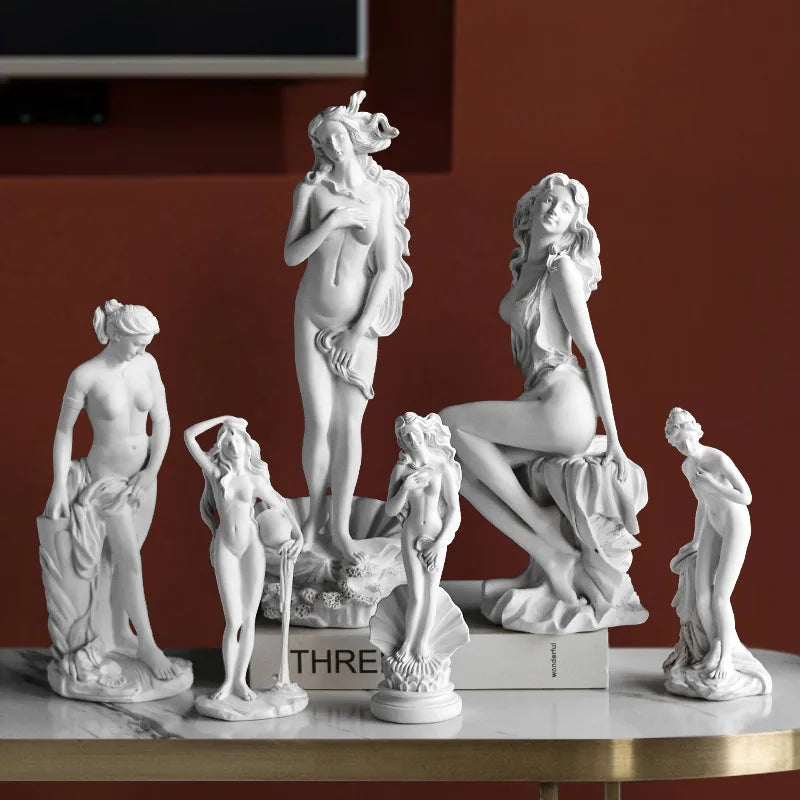 Birth of Venus resin statue set by Perfecsy Botticelli inspired Greek goddess figures in white on Tampa Home & Garden Store