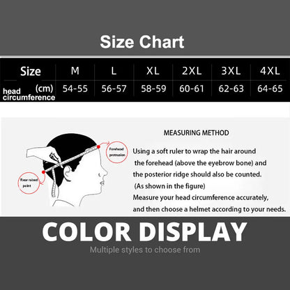 Fiberglass retro open-face helmet size chart with measuring diagram on Tampa Home & Garden Store