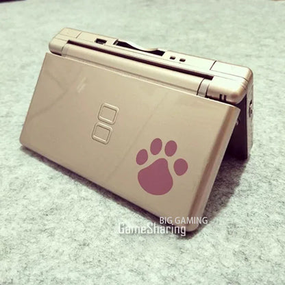 Pink refurbished handheld game console shell with paw print decal, fits Nintendo GBA NDS NDSL on Tampa Home & Garden Store