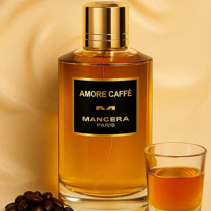 Mancera Amore Caffè perfume bottle with gold cap and amber fragrance Mancera Paris on Tampa Home & Garden Store