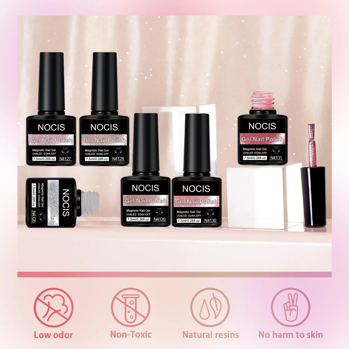 Silcy Skin NOCIS magnetic cat's-eye gel nail polish set, 6x7.5ml bottles on Tampa Home & Garden Store
