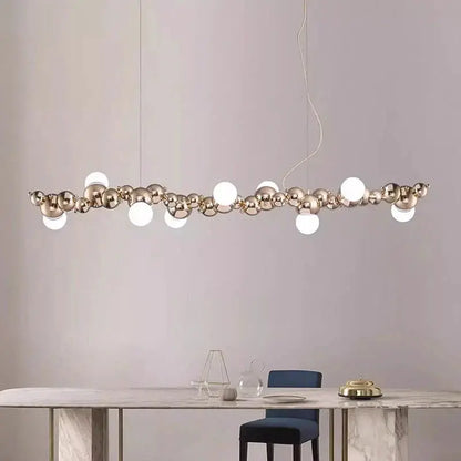 DecorBites LED pendant chandelier with gold sphere beads and white globe bulbs on Tampa Home & Garden Store