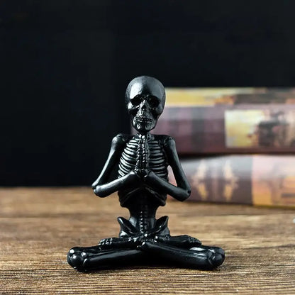Perfecsy mini black meditation skeleton statue, resin yoga figurine in lotus pose on Tampa Home & Garden Store