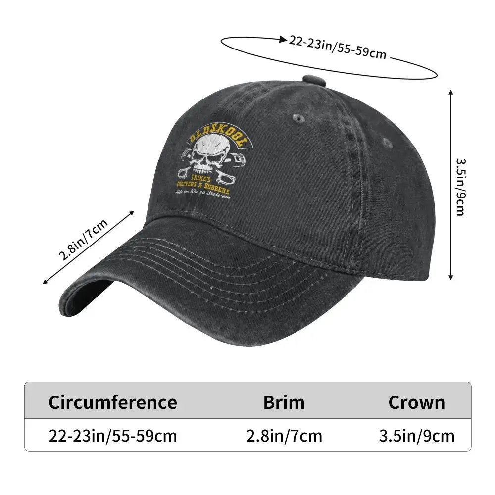 Vintage BSA Chopper Baseball Cap by BikerZoneZ, black washed cotton with skull patch, 22–23in on Tampa Home & Garden Store