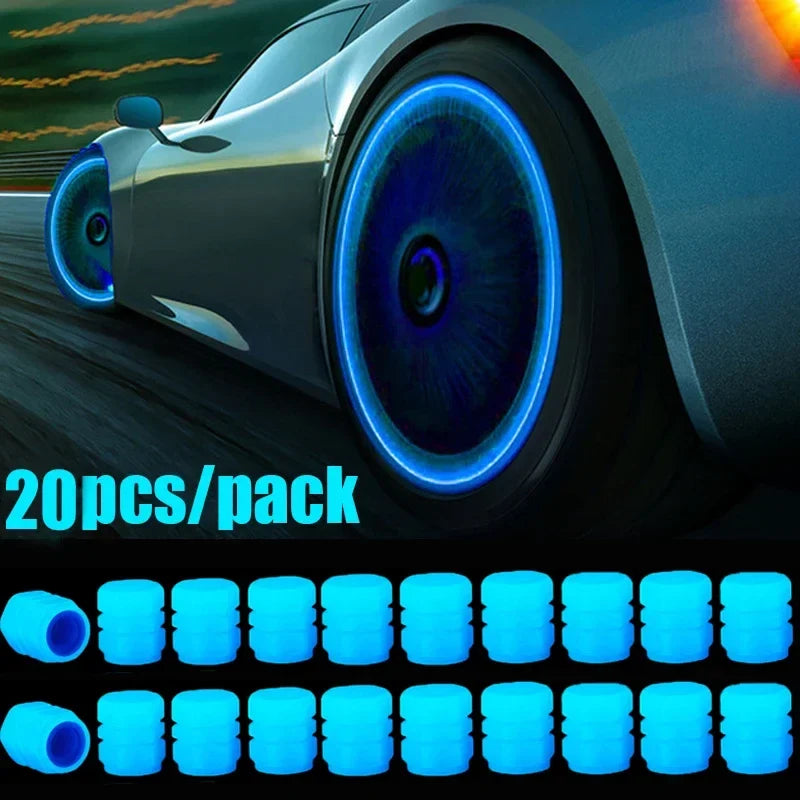 Luminous valve stem caps blue glow dustproof, 20pcs/pack by BikerZoneZ on Tampa Home & Garden Store