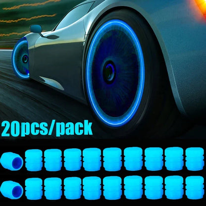 Luminous valve stem caps blue glow dustproof, 20pcs/pack by BikerZoneZ on Tampa Home & Garden Store