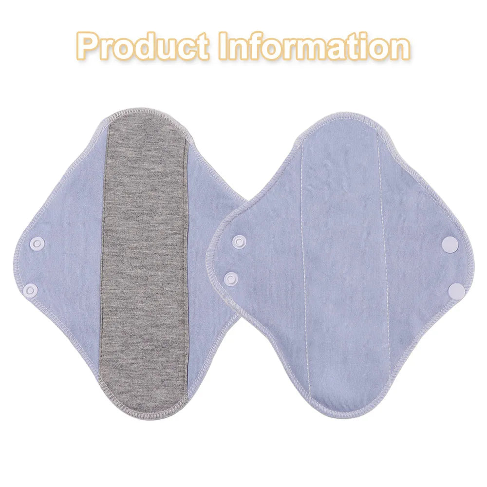 6Pcs Silcy Skin washable menstrual cloth pads, graphene sanitary napkins, soft blue with grey center, 23CM, reusable pantyliners on Tampa Home & Garden Store