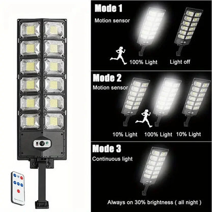 504LED Solar Street Light Outdoor Motion Sensor Remote Control Waterproof 4300mAh