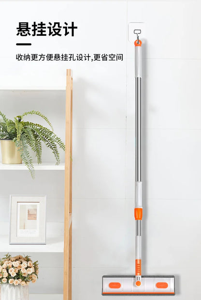 Telescopic window cleaning mop with microfiber squeegee and scraper, chrome pole with orange accents on Tampa Home & Garden Store
