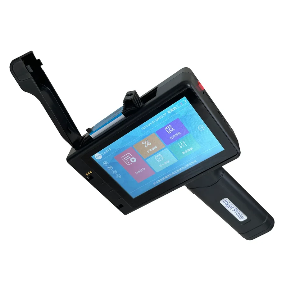 Portable handheld inkjet printer for logos & barcodes, black body blue touchscreen 25.4mm TIJ on Tampa Home & Garden Store