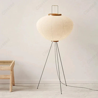 Perfecsy Creative Atmosphere LED rice paper floor lamp with ivory shade on a black tripod stand on Tampa Home & Garden Store