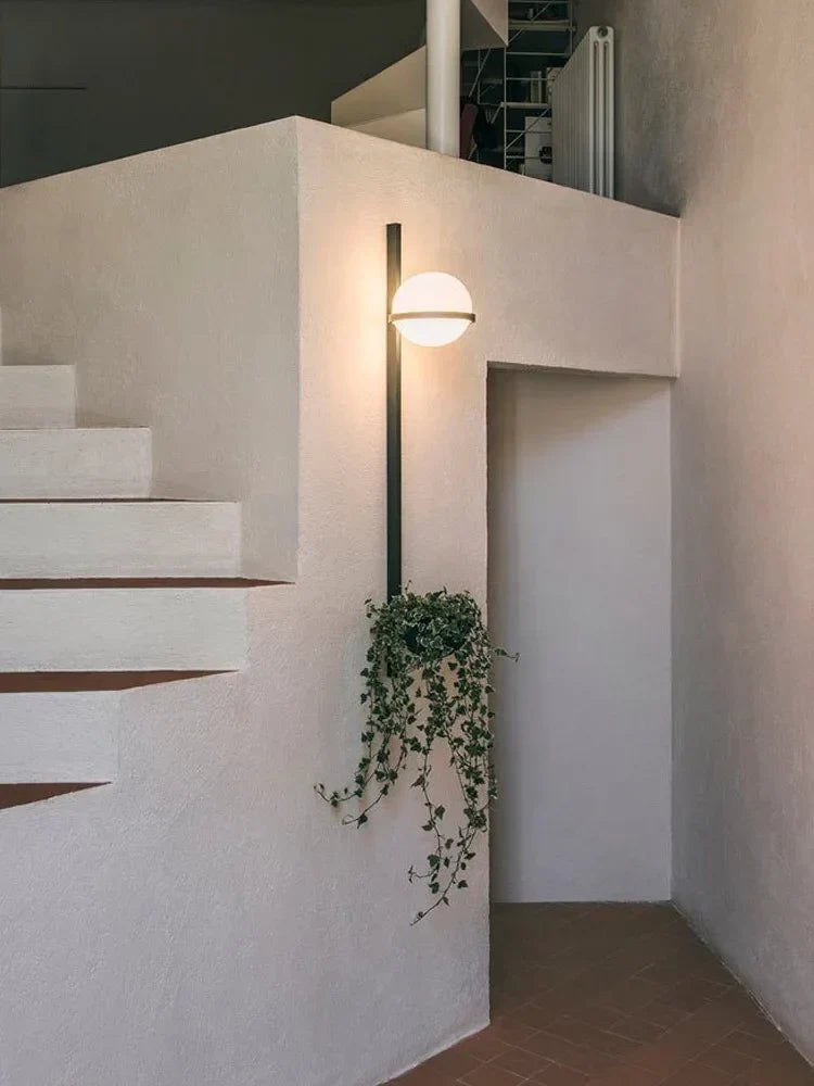 DecorBites LED Art Deco Plant Wall Light black vertical pole with white globe on Tampa Home & Garden Store