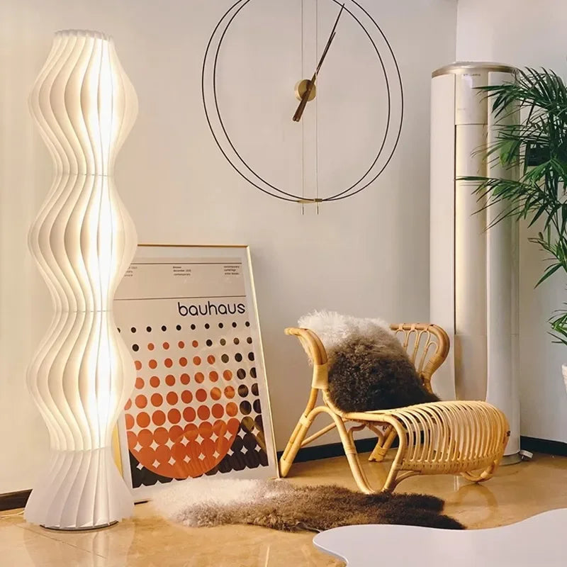 Perfecsy Modern Nordic Grass Skirts LED Floor Lamp white wavy panels for living room decor on Tampa Home & Garden Store