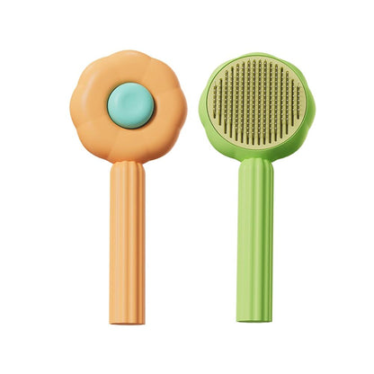 Stevvex cat/dog grooming brush set; orange flower head and green bristle brush, 2 brushes on Tampa Home & Garden Store