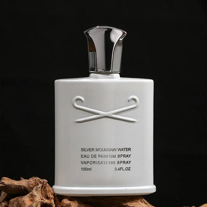 Perfume spray by Silcy Skin, 100ml white bottle with silver cap and embossed cross motif on Tampa Home & Garden Store