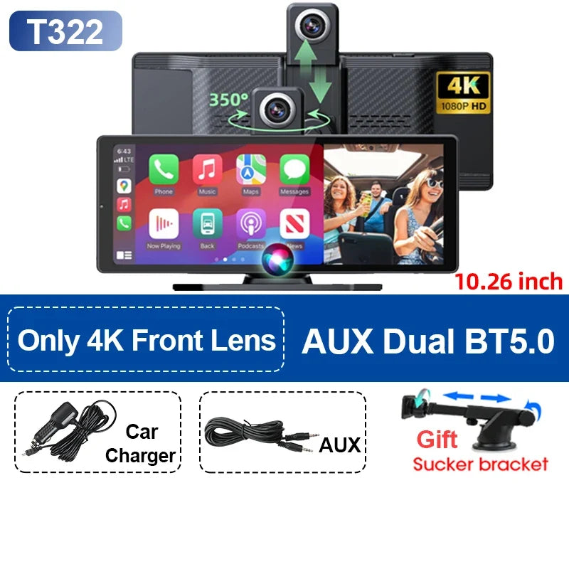 10.26-inch portable CarPlay screen wireless car stereo with 4K front lens and AUX BT5.0 by UpTrend Deals on Tampa Home & Garden Store