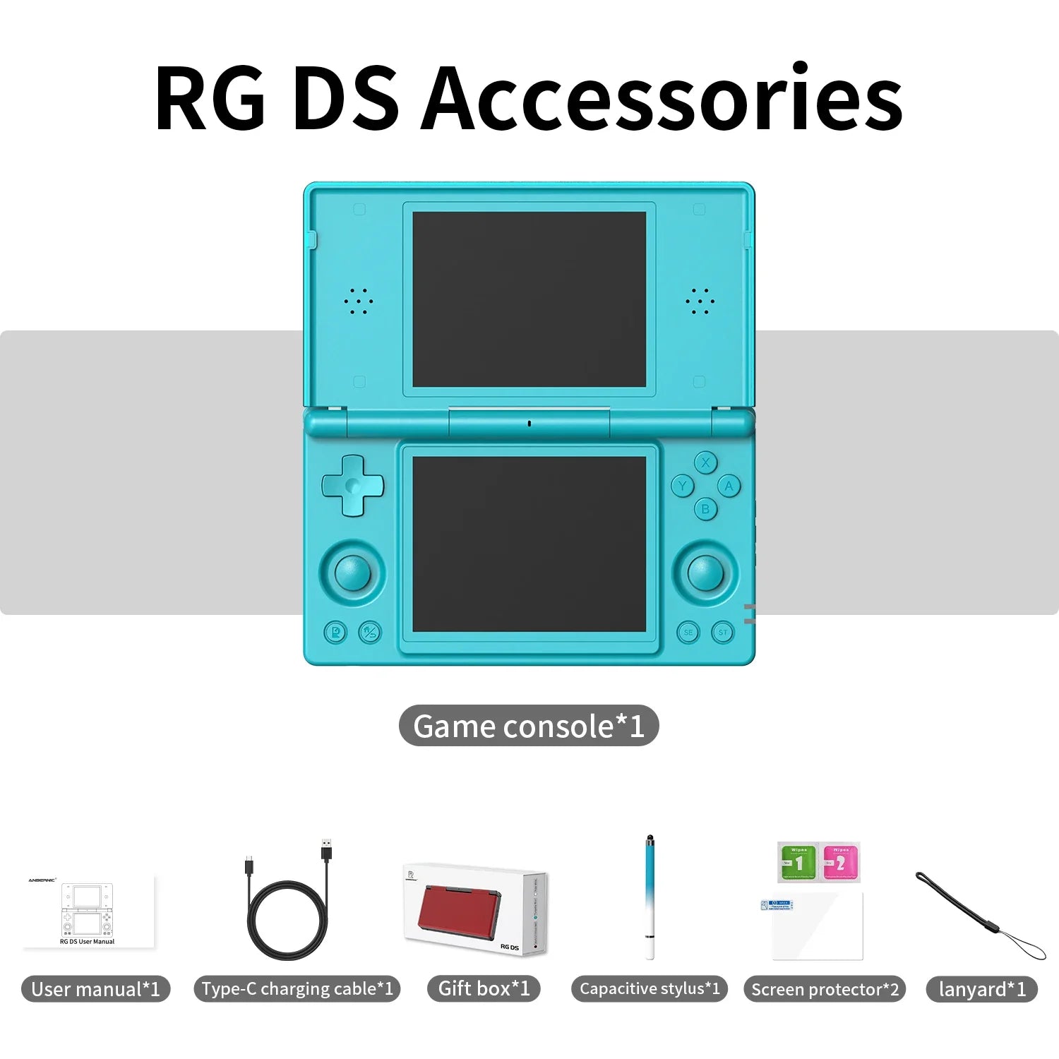 Anbernic RG DS Flip handheld game console teal 4in IPS HD dual screens FLIPSTYLEZLLC on Tampa Home & Garden Store