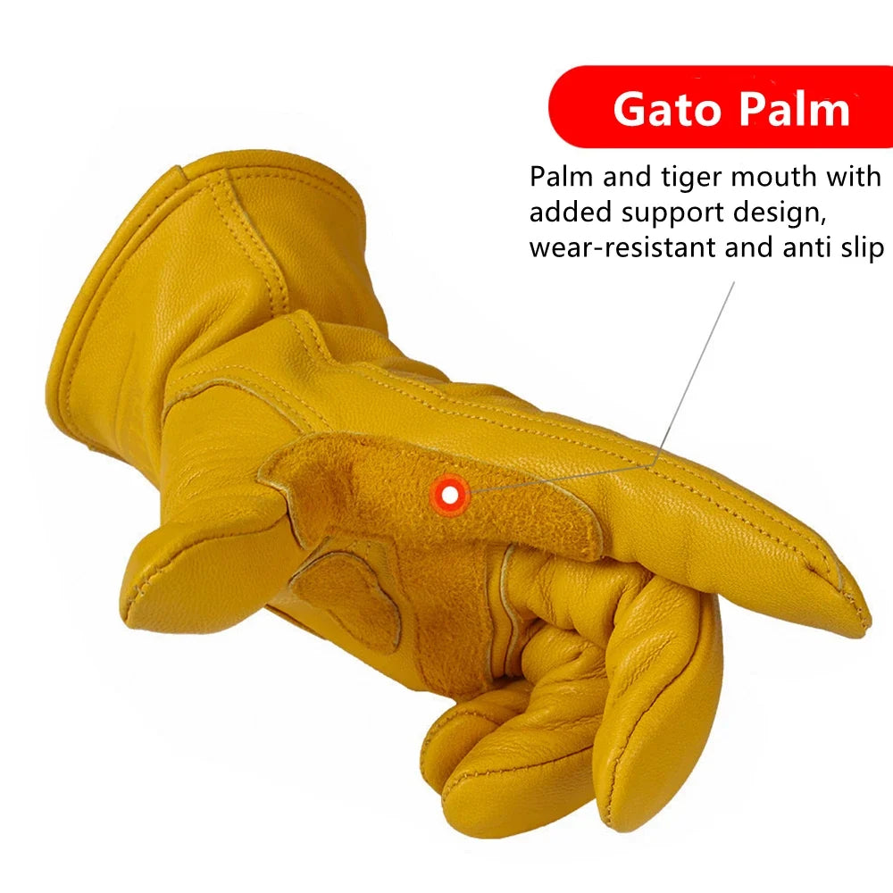 Yellow leather motorcycle glove with reinforced palm patch, BikerZoneZ Gato Palm on Tampa Home & Garden Store