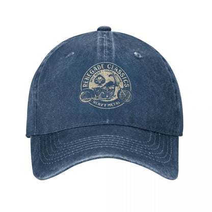 Vintage Motorcycle Cap blue distressed denim with Renegade Classics logo by BikerZoneZ on Tampa Home & Garden Store