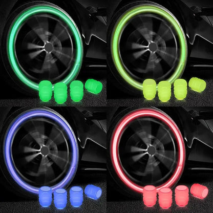 Luminous valve stem caps set in 4 neon colors for bikes, dustproof on Tampa Home & Garden Store