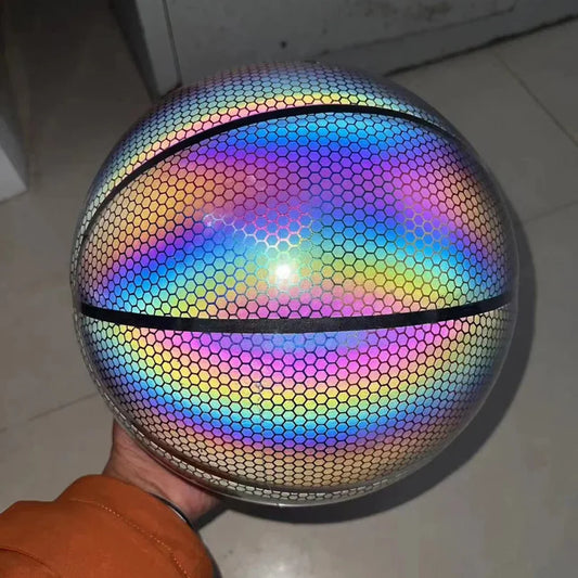 Luminous holographic basketball with rainbow LED glow, PU wear-resistant shell by FLIPSTYLEZLLC on Tampa Home & Garden Store