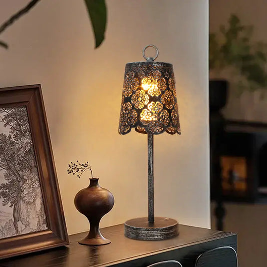Vintage Wrought Iron Table Lamp Rechargeable Portable LED Ambient Desk Light - Tampa Home & Garden Store