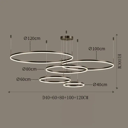 DecorBites LED pendant chandeliers with ring clusters in mixed diameters for staircase and room on Tampa Home & Garden Store