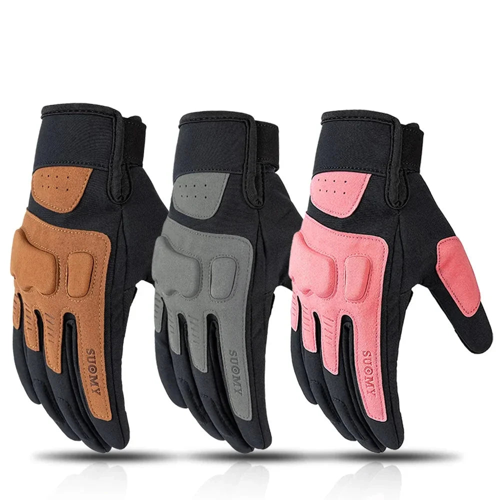 Motorcycle gloves with 3-color panels brown gray pink anti-collision non-slip touchscreen on Tampa Home & Garden Store