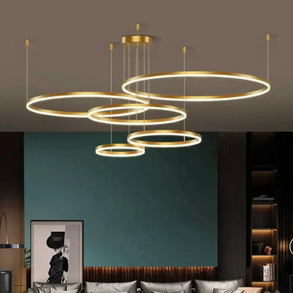 DecorBites LED Ring Chandeliers, gold rings living room lighting on Tampa Home & Garden Store on Tampa Home & Garden Store