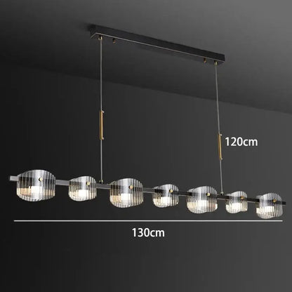 DecorBites LED pendant chandelier with 7 ribbed glass discs and gold accents on Tampa Home & Garden Store