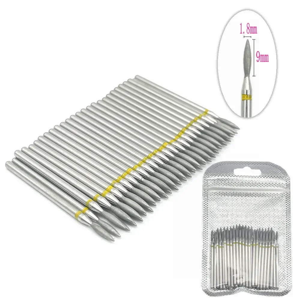 50pc diamond nail drill bit set for cuticle cleanup Silcy Skin manicure bits with yellow collar on Tampa Home & Garden Store