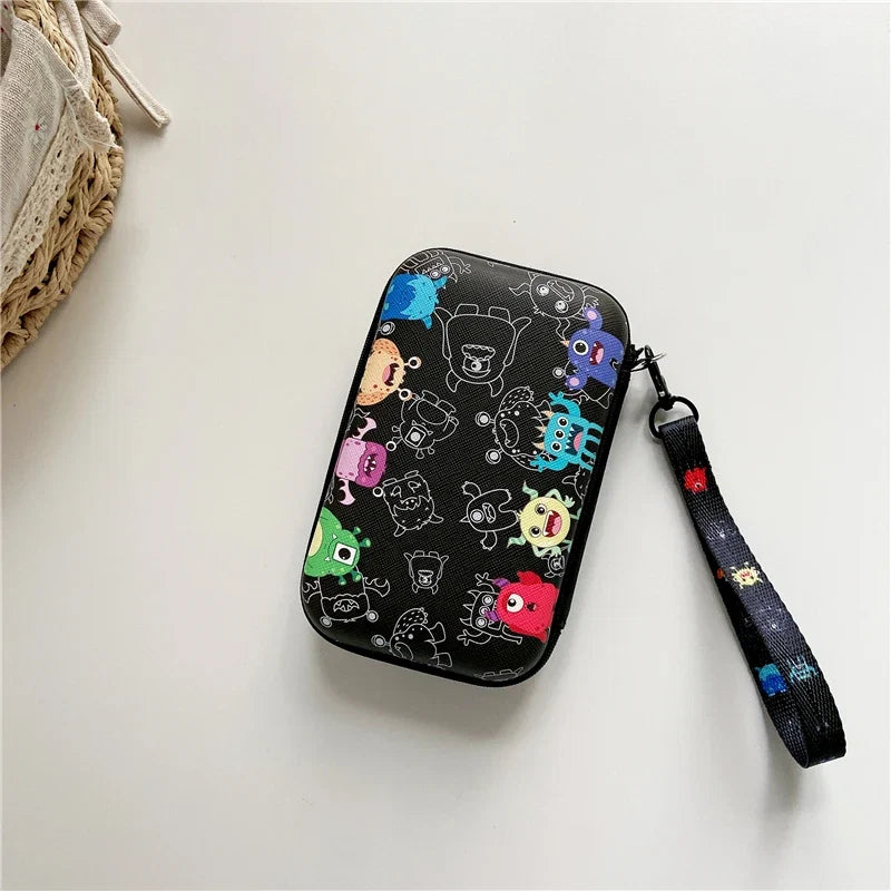 Lanyard storage bag case for R36S R36H RG35XX H K36, black with colorful cartoon characters, FLIPSTYLEZLLC on Tampa Home & Garden Store