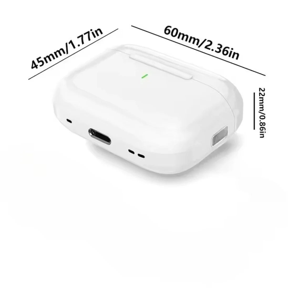 UEESFIT A5 wireless earbuds in white charging case with green LED indicator on Tampa Home & Garden Store